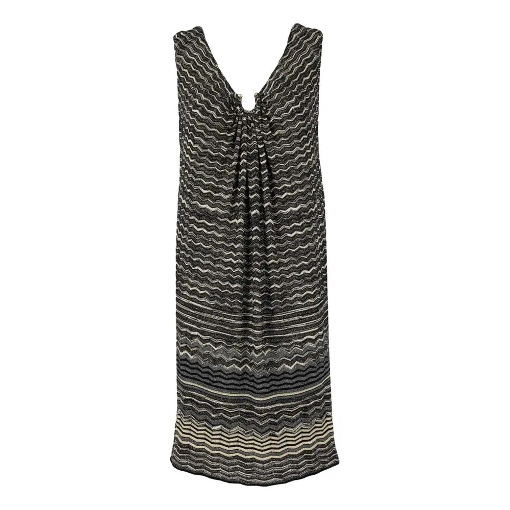 Zigzag Knit Missoni, 2000 sleeveless dress black w classic gold designer pattern